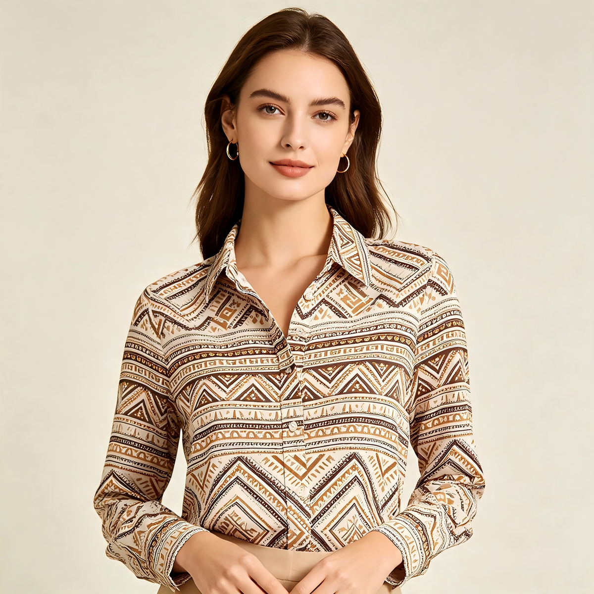 Tribal Heritage Geometric Regular Fit Spread Collar Shirt