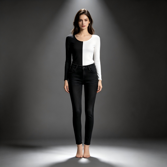 High Waist Black Skinny Stretch Jeans For Women, Slim Fit Ankle Length Denim Pants Daily Basic Jeggings