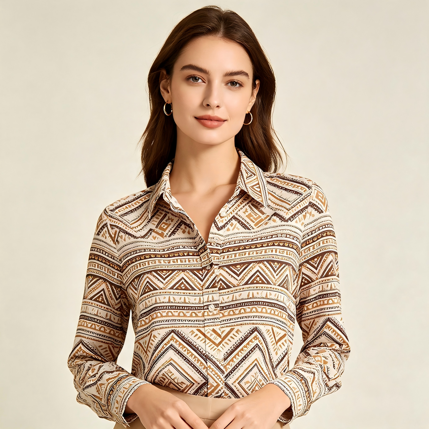 Tribal Heritage Geometric Regular Fit Spread Collar Shirt