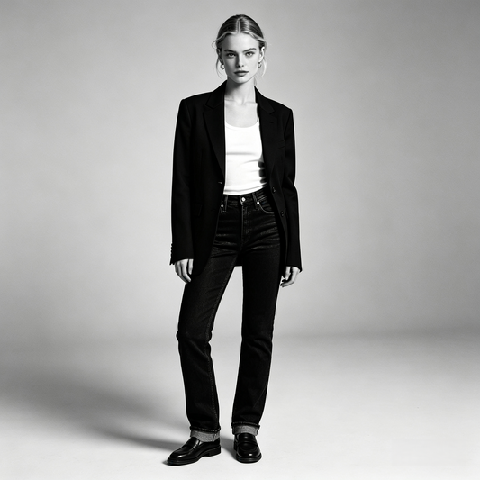 Black High-Rise Straight-Leg Jeans