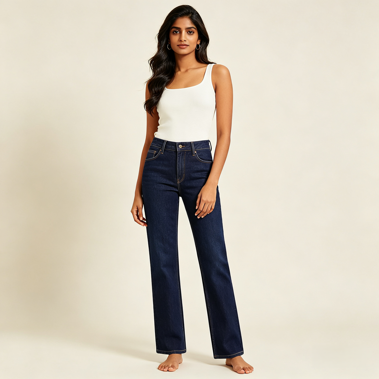 Deep Indigo High-Rise Straight-Leg Jeans